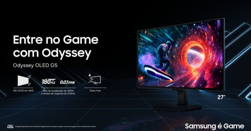 Samsung apresenta o monitor gamer Odyssey OLED G5 de 27″, com impressionantes 180 Hz e valor de R$ 3.199