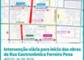 Início das obras da primeira “Rua Gastronômica” em Manaus resulta na interdição da Avenida Ferreira Pena