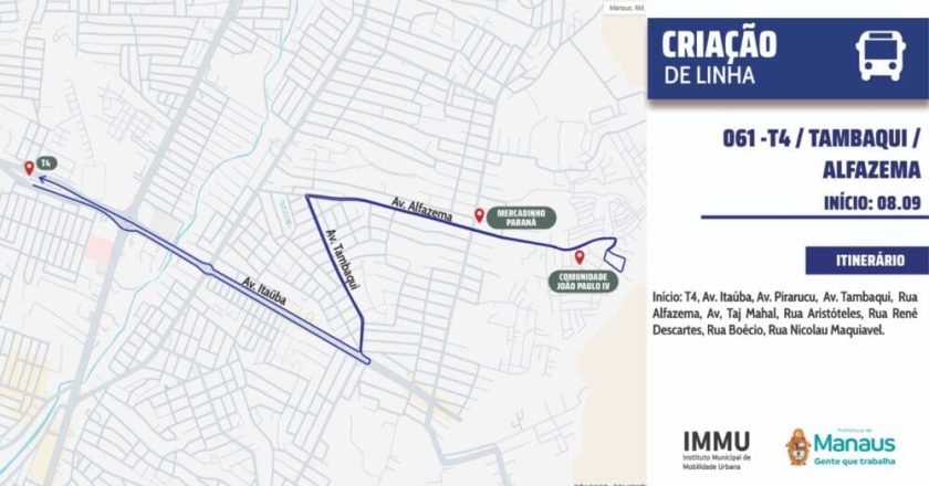 Transporte público ganha reforço com nova linha de ônibus para a comunidade João Paulo e Alfazema, em Manaus